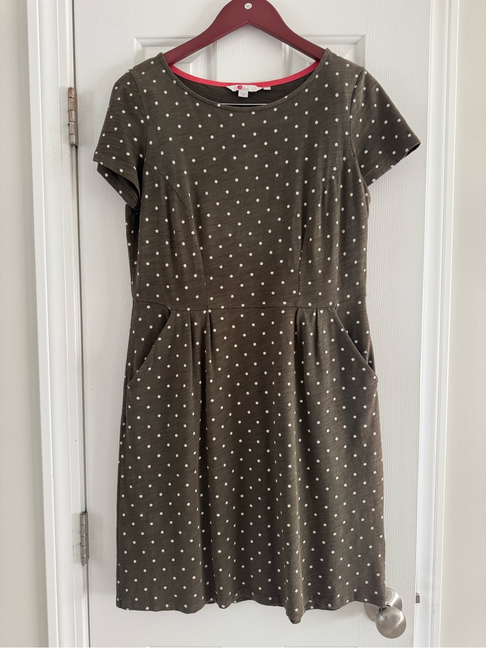 Boden Olive Green Polka Dot Short-Sleeve Dress, 8P